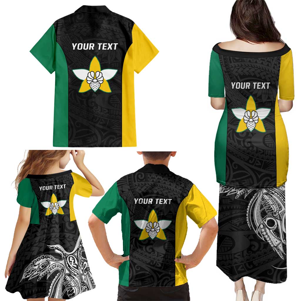 Personalised PNG Enga Province Family Matching Puletasi and Hawaiian Shirt Bird of Paradise Tattoo Flag Motif - Polynesian Pride