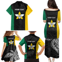 Personalised PNG Enga Province Family Matching Puletasi and Hawaiian Shirt Bird of Paradise Tattoo Flag Motif - Polynesian Pride