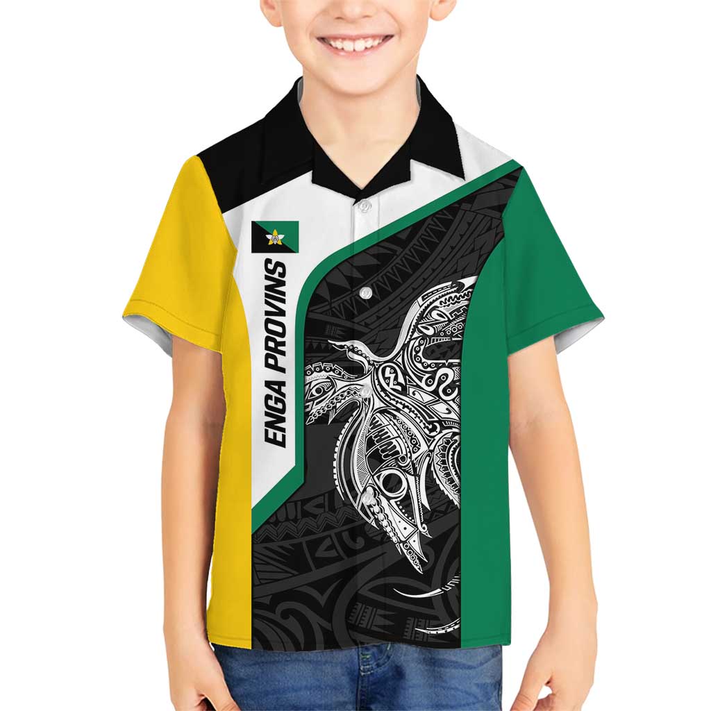 Personalised PNG Enga Province Family Matching Summer Maxi Dress and Hawaiian Shirt Bird of Paradise Tattoo Flag Motif - Polynesian Pride