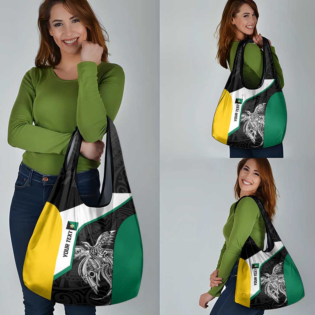 Personalised PNG Enga Province Grocery Bag Bird of Paradise Tattoo Flag Motif - Polynesian Pride
