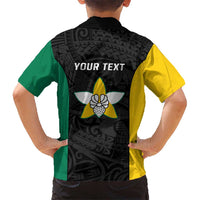 Personalised PNG Enga Province Kid Hawaiian Shirt Bird of Paradise Tattoo Flag Motif - Polynesian Pride