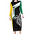 Personalised PNG Enga Province Long Sleeve Bodycon Dress Bird of Paradise Tattoo Flag Motif - Polynesian Pride