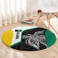 Personalised PNG Enga Province Round Carpet Bird of Paradise Tattoo Flag Motif - Polynesian Pride