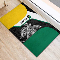 Personalised PNG Enga Province Rubber Doormat Bird of Paradise Tattoo Flag Motif - Polynesian Pride