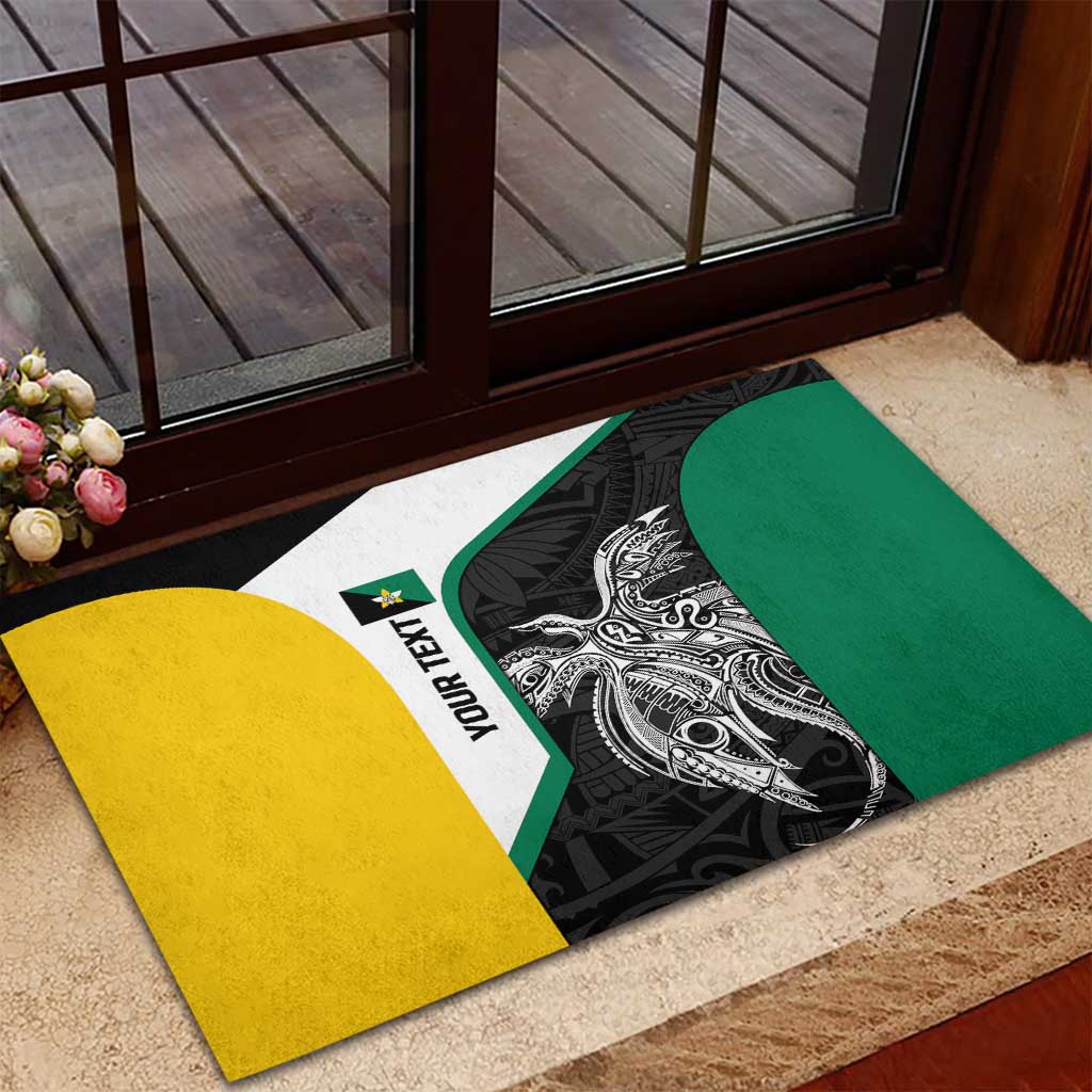 Personalised PNG Enga Province Rubber Doormat Bird of Paradise Tattoo Flag Motif - Polynesian Pride