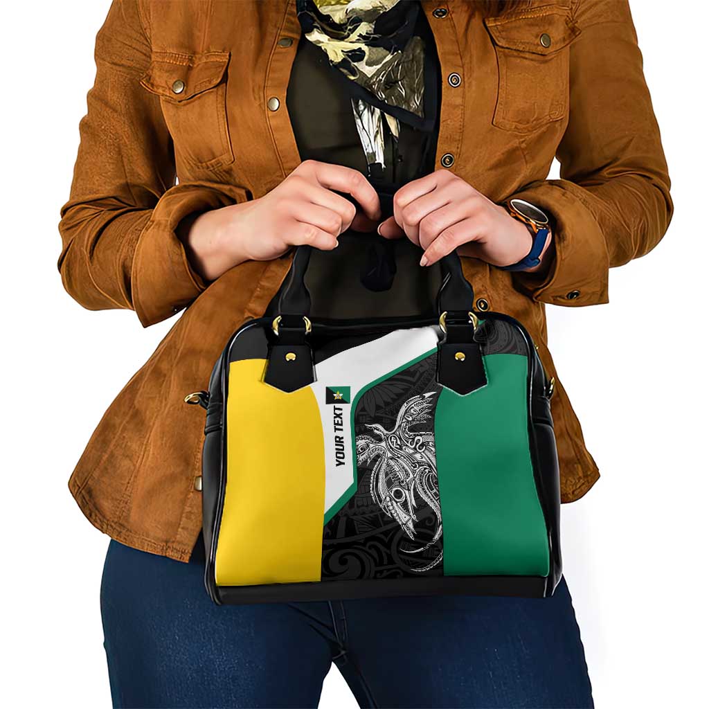 Personalised PNG Enga Province Shoulder Handbag Bird of Paradise Tattoo Flag Motif - Polynesian Pride