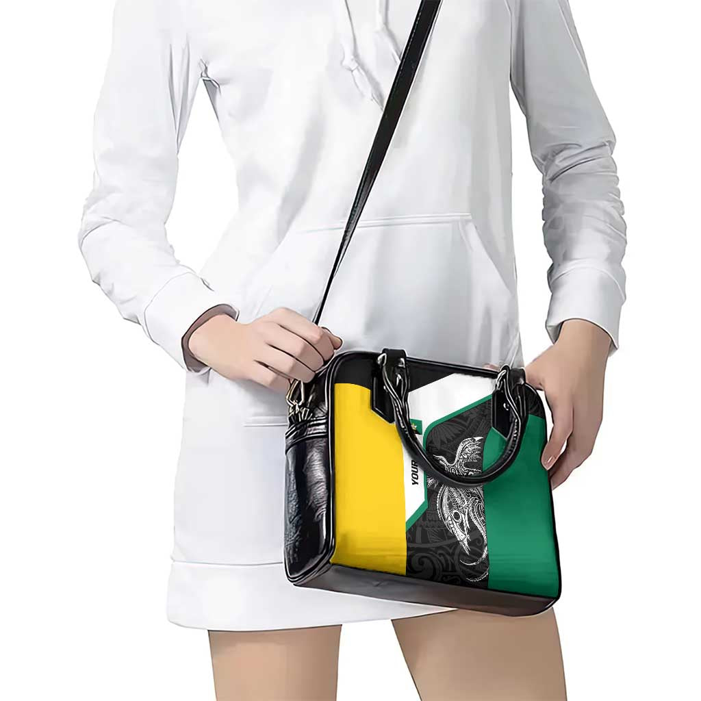 Personalised PNG Enga Province Shoulder Handbag Bird of Paradise Tattoo Flag Motif - Polynesian Pride