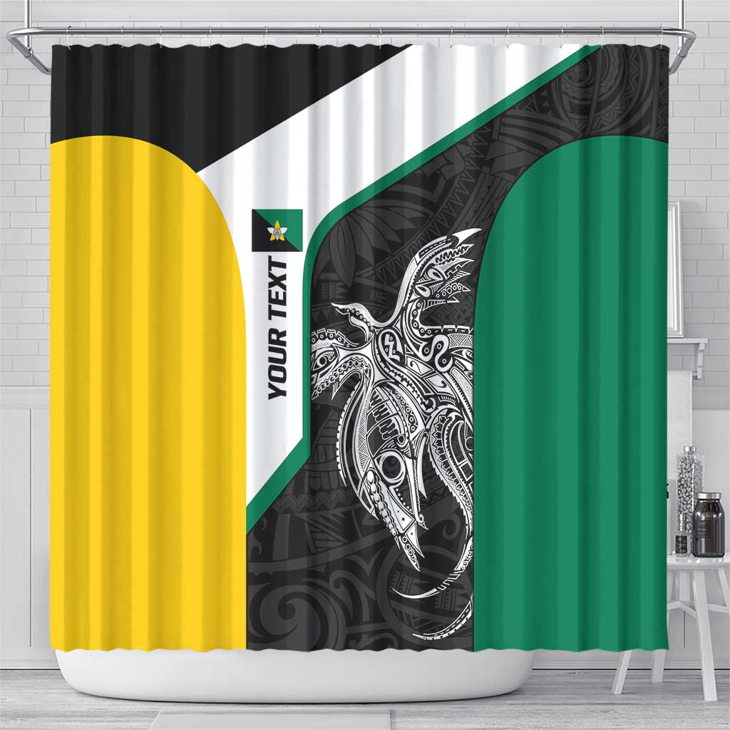 Personalised PNG Enga Province Shower Curtain Bird of Paradise Tattoo Flag Motif - Polynesian Pride