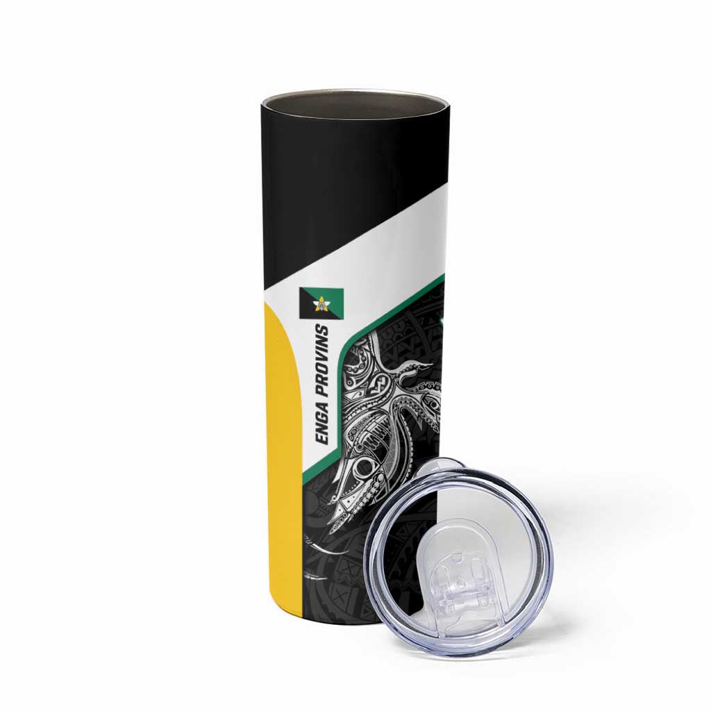 Personalised PNG Enga Province Skinny Tumbler Bird of Paradise Tattoo Flag Motif - Polynesian Pride