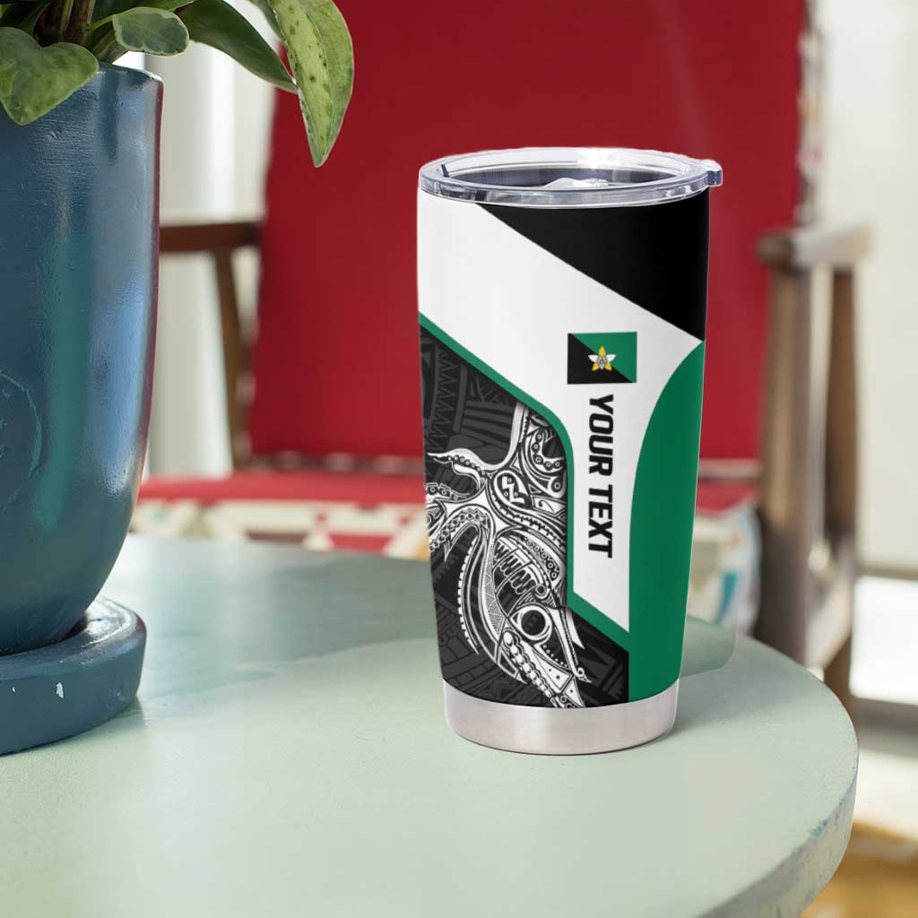 Personalised PNG Enga Province Tumbler Cup Bird of Paradise Tattoo Flag Motif - Polynesian Pride