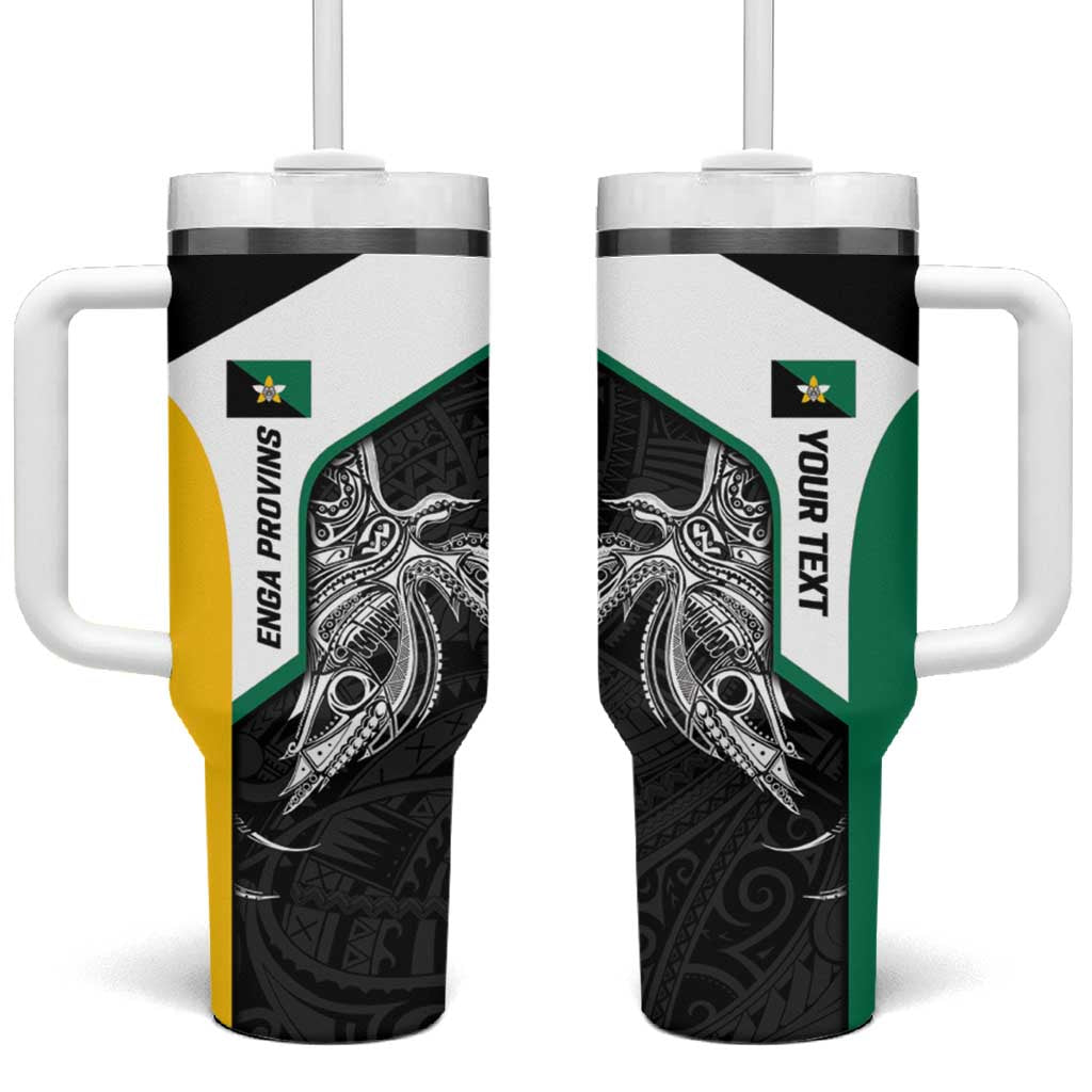Personalised PNG Enga Province Tumbler With Handle Bird of Paradise Tattoo Flag Motif - Polynesian Pride