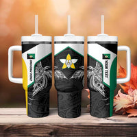 Personalised PNG Enga Province Tumbler With Handle Bird of Paradise Tattoo Flag Motif - Polynesian Pride