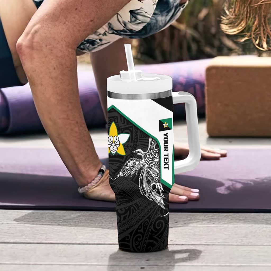 Personalised PNG Enga Province Tumbler With Handle Bird of Paradise Tattoo Flag Motif - Polynesian Pride