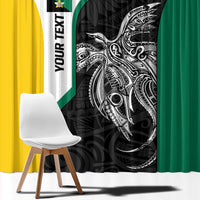 Personalised PNG Enga Province Window Curtain Bird of Paradise Tattoo Flag Motif - Polynesian Pride