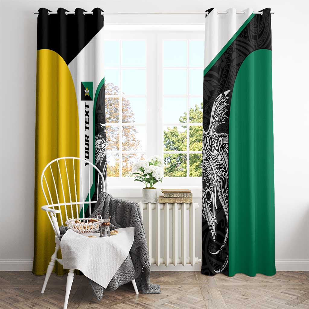 Personalised PNG Enga Province Window Curtain Bird of Paradise Tattoo Flag Motif - Polynesian Pride