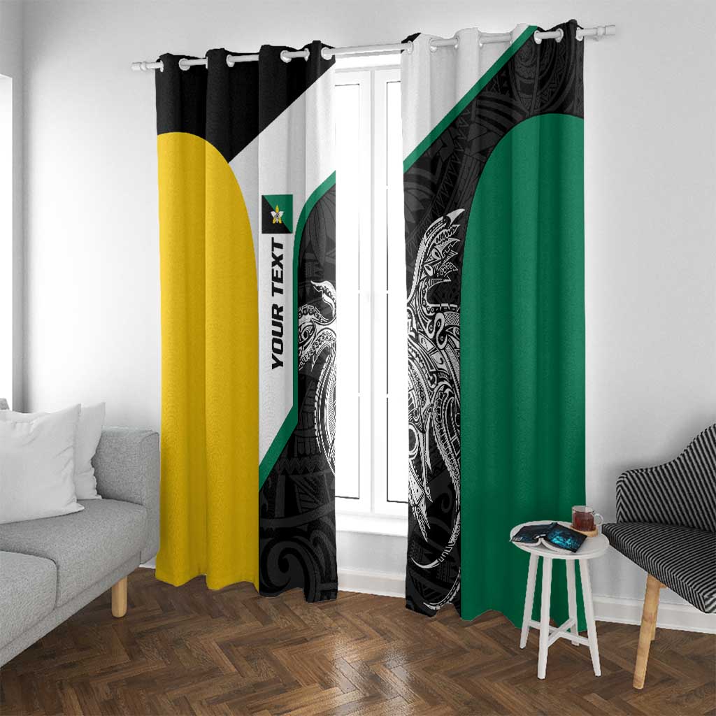 Personalised PNG Enga Province Window Curtain Bird of Paradise Tattoo Flag Motif - Polynesian Pride