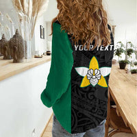 Personalised PNG Enga Province Women Casual Shirt Bird of Paradise Tattoo Flag Motif LT9 - Polynesian Pride