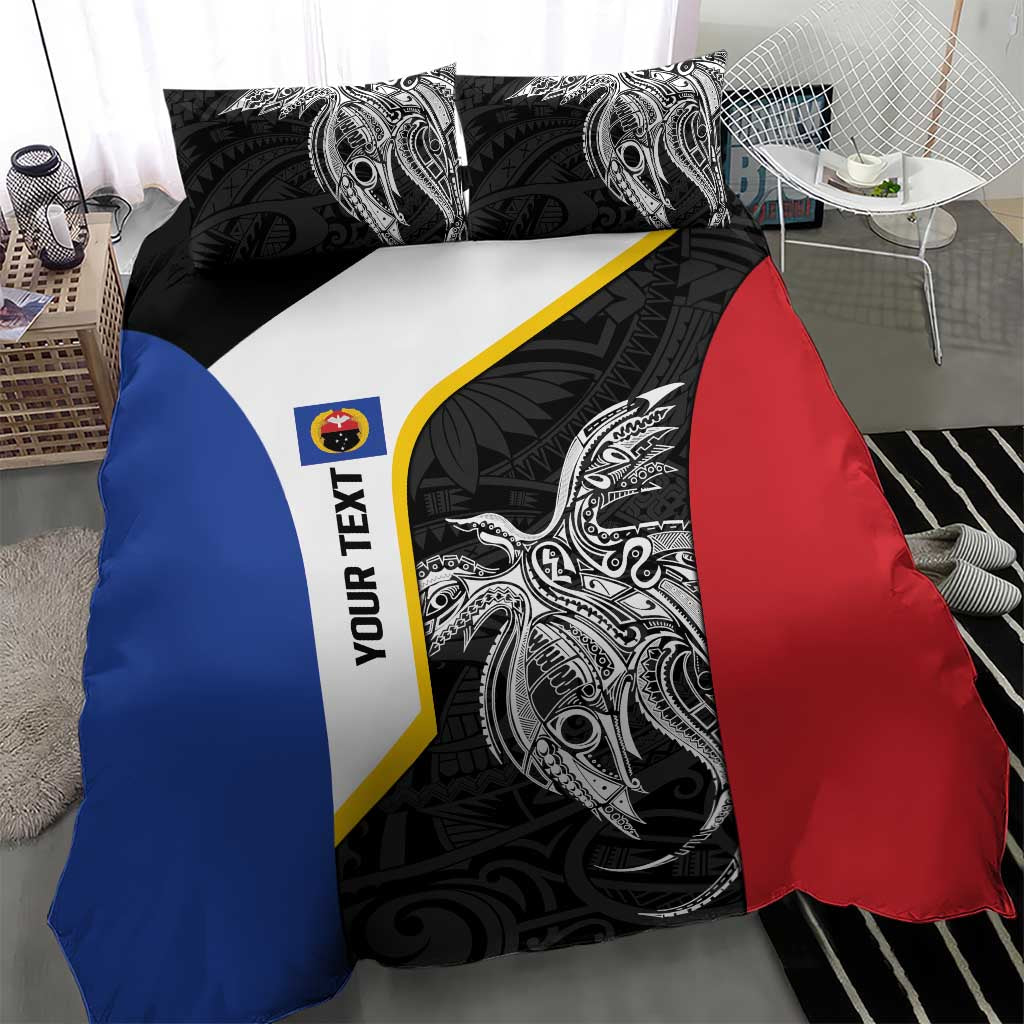 Personalised PNG Gulf Province Bedding Set Bird of Paradise Tattoo Flag Motif - Polynesian Pride