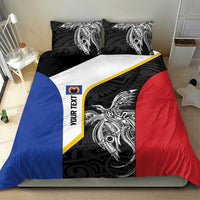 Personalised PNG Gulf Province Bedding Set Bird of Paradise Tattoo Flag Motif - Polynesian Pride