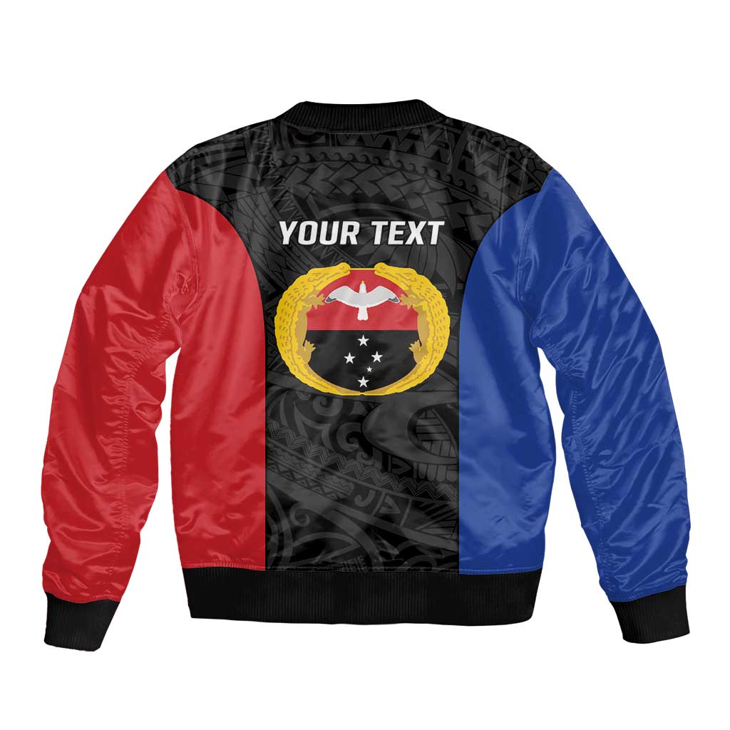 Personalised PNG Gulf Province Bomber Jacket Bird of Paradise Tattoo Flag Motif - Polynesian Pride
