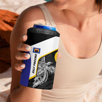 Personalised PNG Gulf Province 4 in 1 Can Cooler Tumbler Bird of Paradise Tattoo Flag Motif - Polynesian Pride