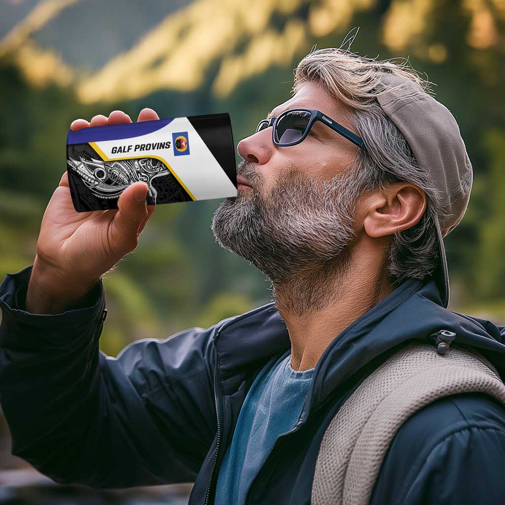 Personalised PNG Gulf Province 4 in 1 Can Cooler Tumbler Bird of Paradise Tattoo Flag Motif - Polynesian Pride