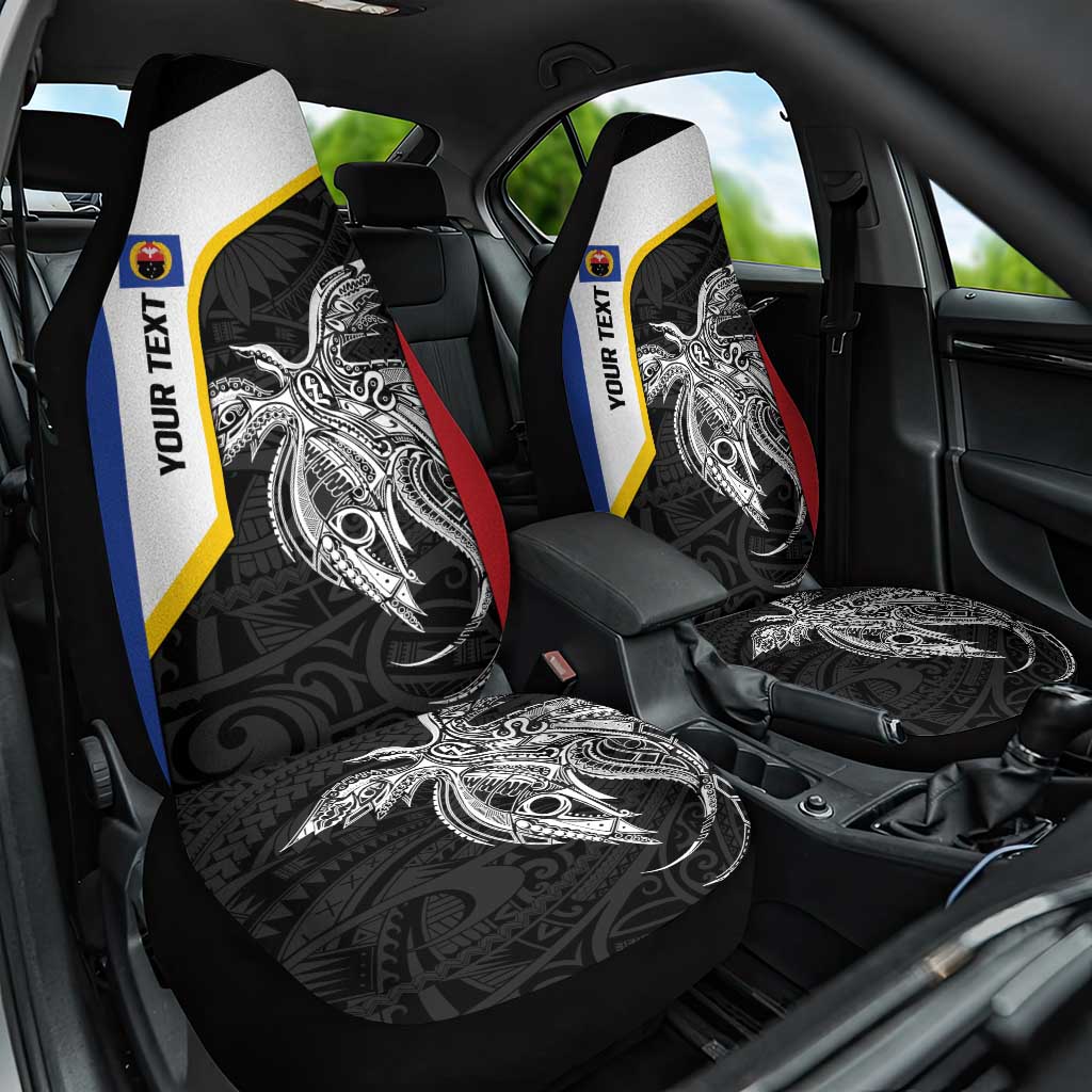 Personalised PNG Gulf Province Car Seat Cover Bird of Paradise Tattoo Flag Motif - Polynesian Pride