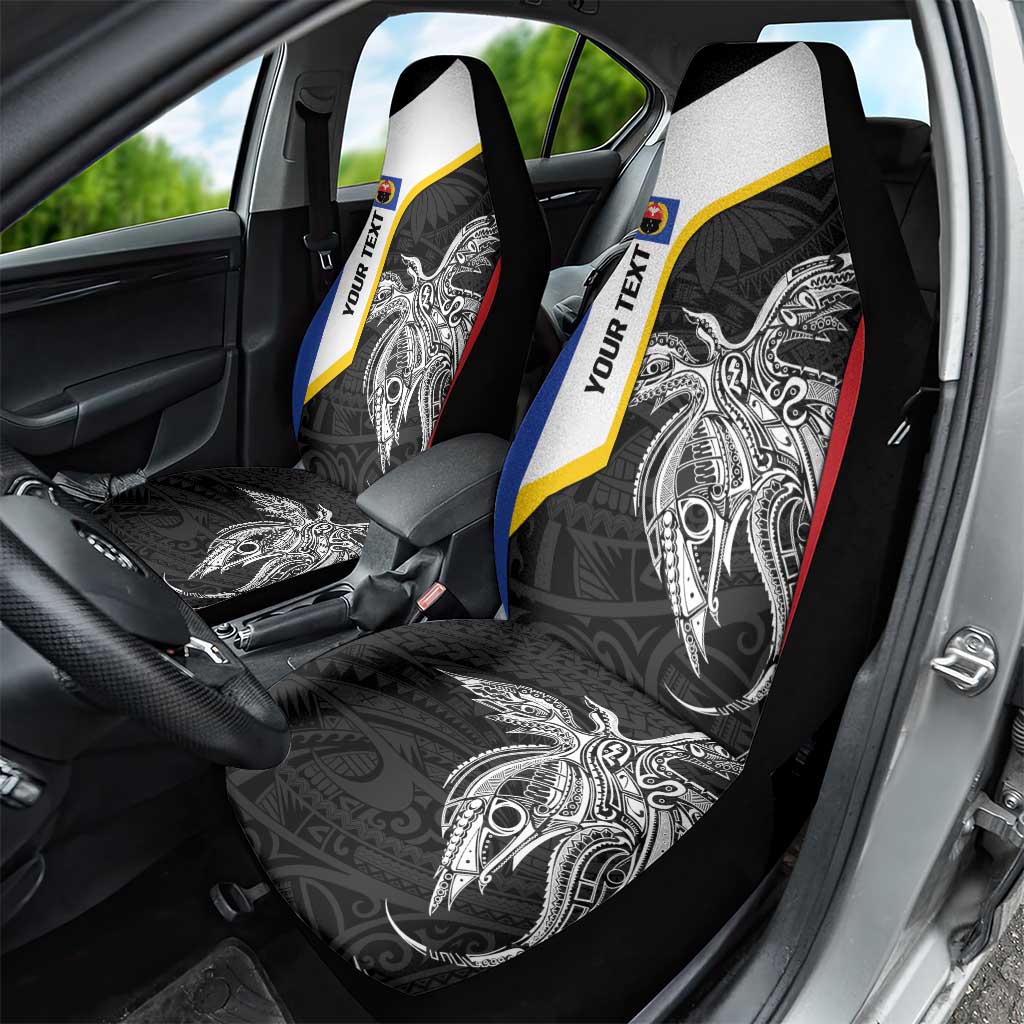 Personalised PNG Gulf Province Car Seat Cover Bird of Paradise Tattoo Flag Motif LT9 - Polynesian Pride