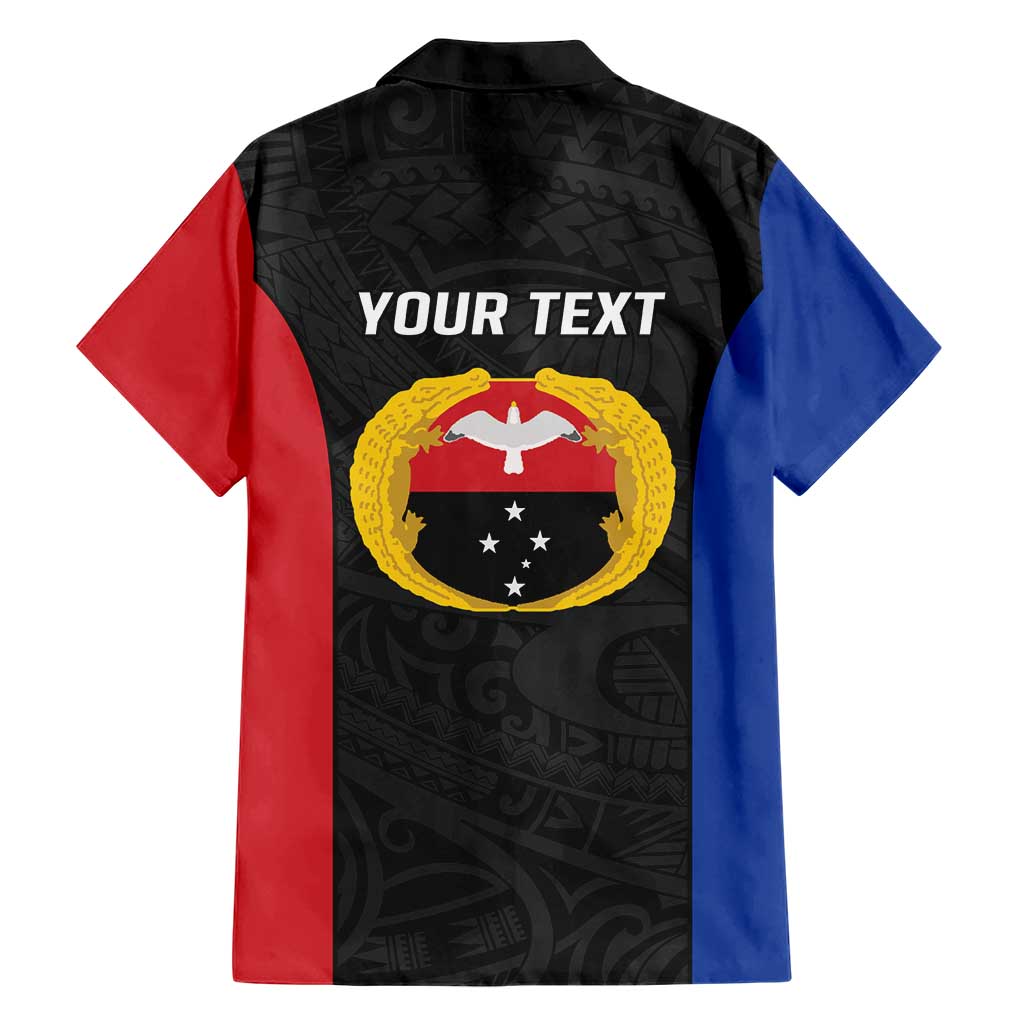 Personalised PNG Gulf Province Family Matching Short Sleeve Bodycon Dress and Hawaiian Shirt Bird of Paradise Tattoo Flag Motif - Polynesian Pride