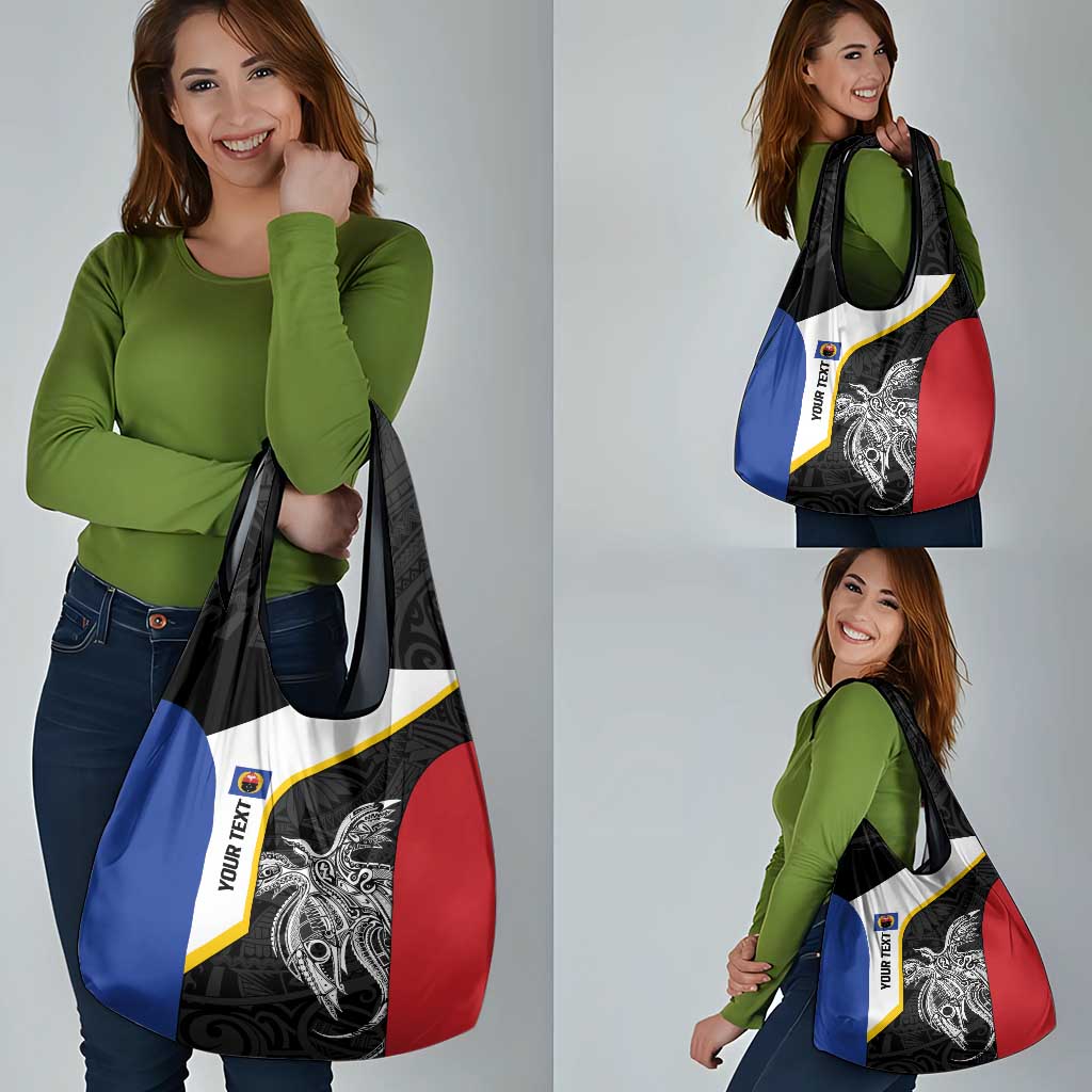 Personalised PNG Gulf Province Grocery Bag Bird of Paradise Tattoo Flag Motif - Polynesian Pride