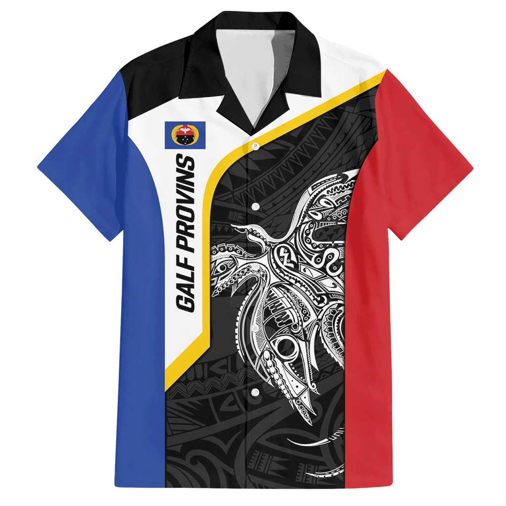 Personalised PNG Gulf Province Hawaiian Shirt Bird of Paradise Tattoo Flag Motif - Polynesian Pride