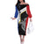 Personalised PNG Gulf Province Off The Shoulder Long Sleeve Dress Bird of Paradise Tattoo Flag Motif - Polynesian Pride