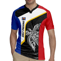 Personalised PNG Gulf Province Rugby Jersey Bird of Paradise Tattoo Flag Motif - Polynesian Pride