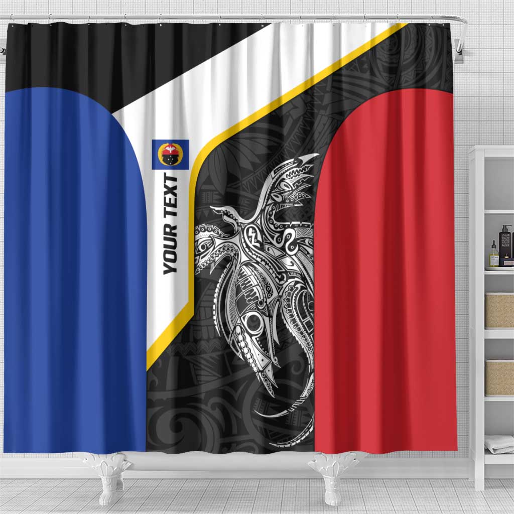 Personalised PNG Gulf Province Shower Curtain Bird of Paradise Tattoo Flag Motif - Polynesian Pride