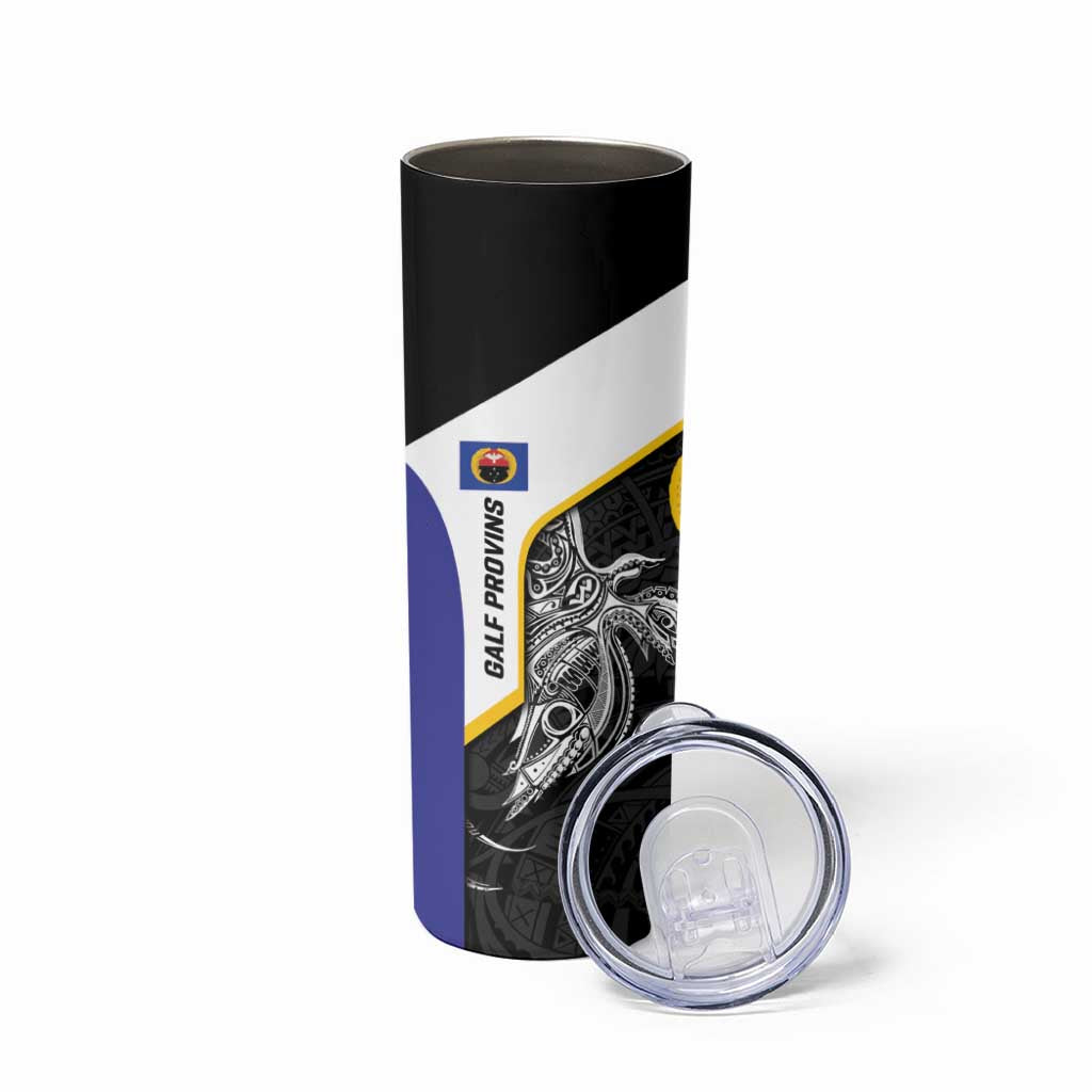 Personalised PNG Gulf Province Skinny Tumbler Bird of Paradise Tattoo Flag Motif - Polynesian Pride