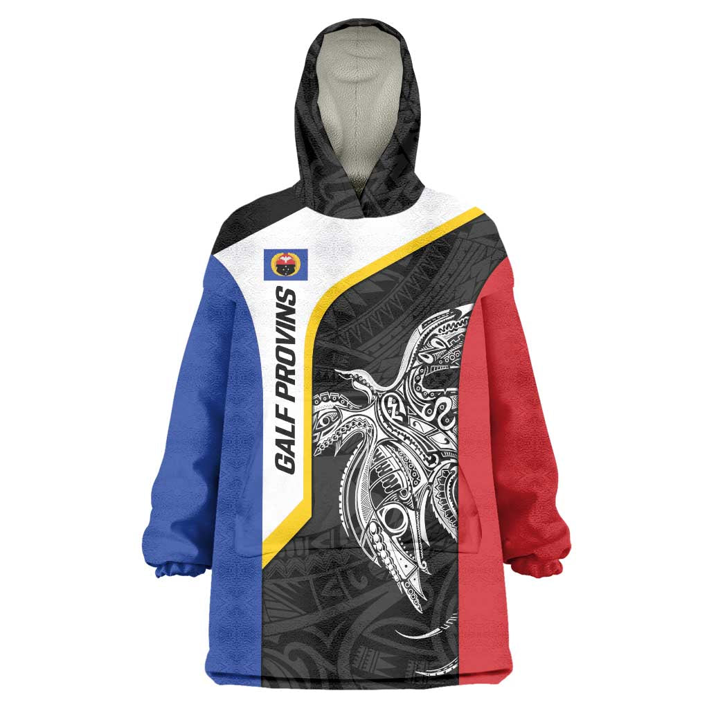 Personalised PNG Gulf Province Wearable Blanket Hoodie Bird of Paradise Tattoo Flag Motif - Polynesian Pride