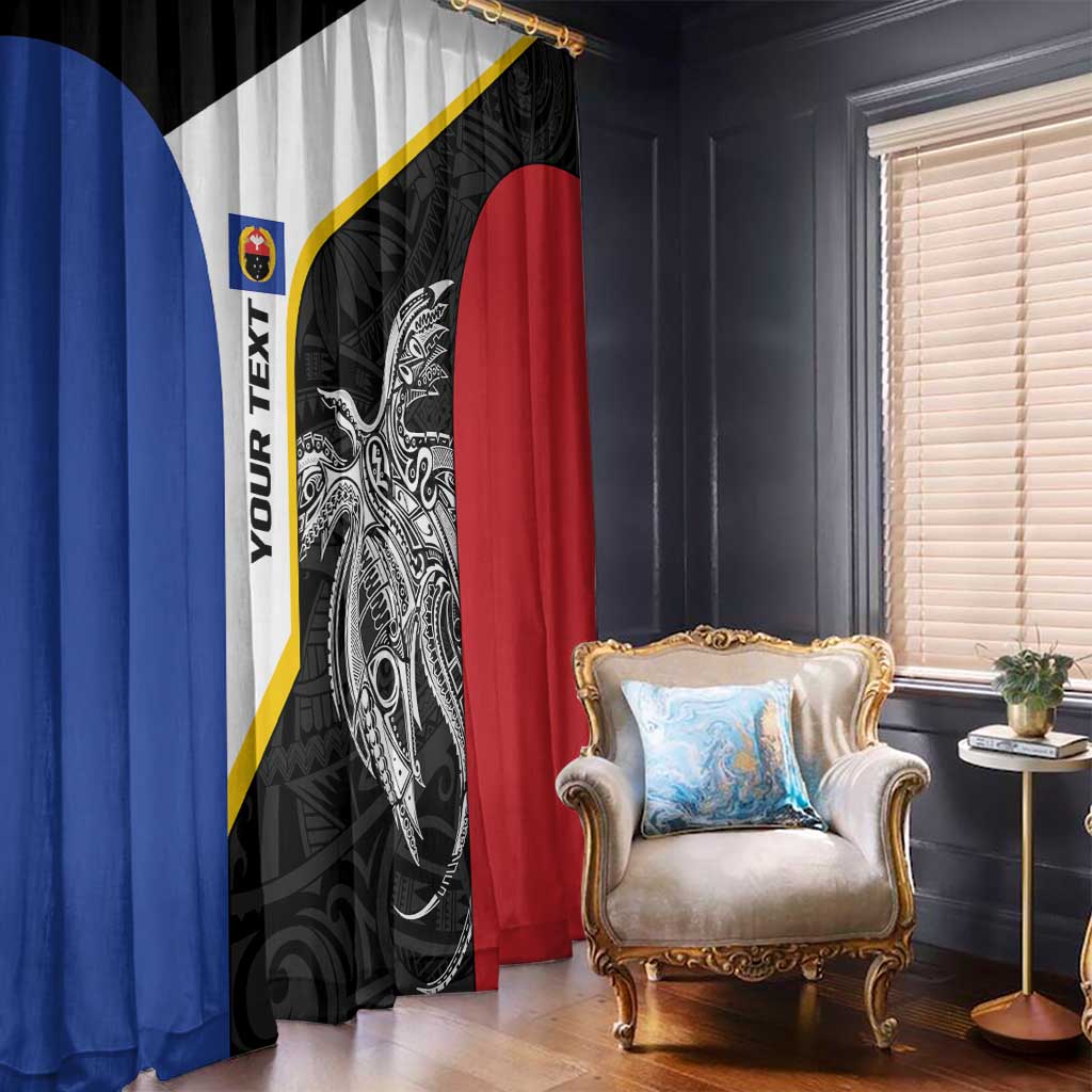 Personalised PNG Gulf Province Window Curtain Bird of Paradise Tattoo Flag Motif - Polynesian Pride