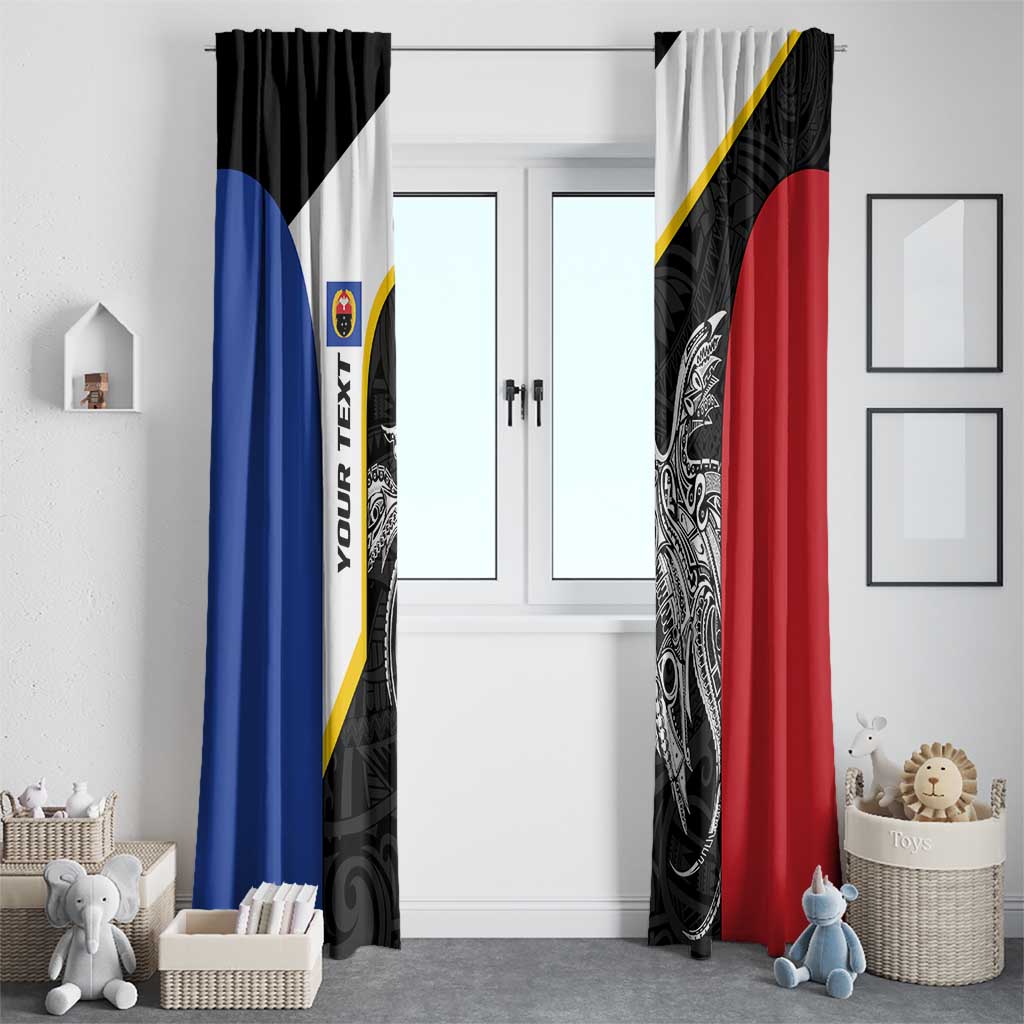 Personalised PNG Gulf Province Window Curtain Bird of Paradise Tattoo Flag Motif - Polynesian Pride