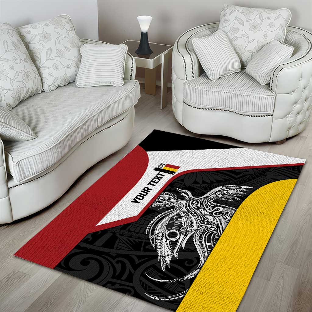 Personalised PNG Madang Province Area Rug Bird of Paradise Tattoo Flag Motif - Polynesian Pride