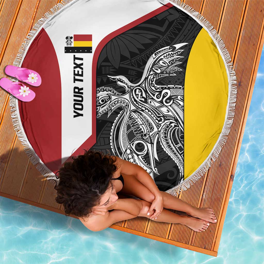 Personalised PNG Madang Province Beach Blanket Bird of Paradise Tattoo Flag Motif - Polynesian Pride