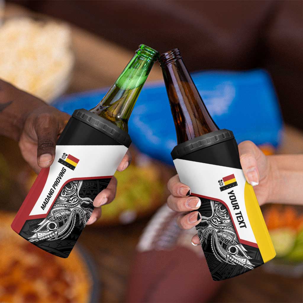 Personalised PNG Madang Province 4 in 1 Can Cooler Tumbler Bird of Paradise Tattoo Flag Motif - Polynesian Pride