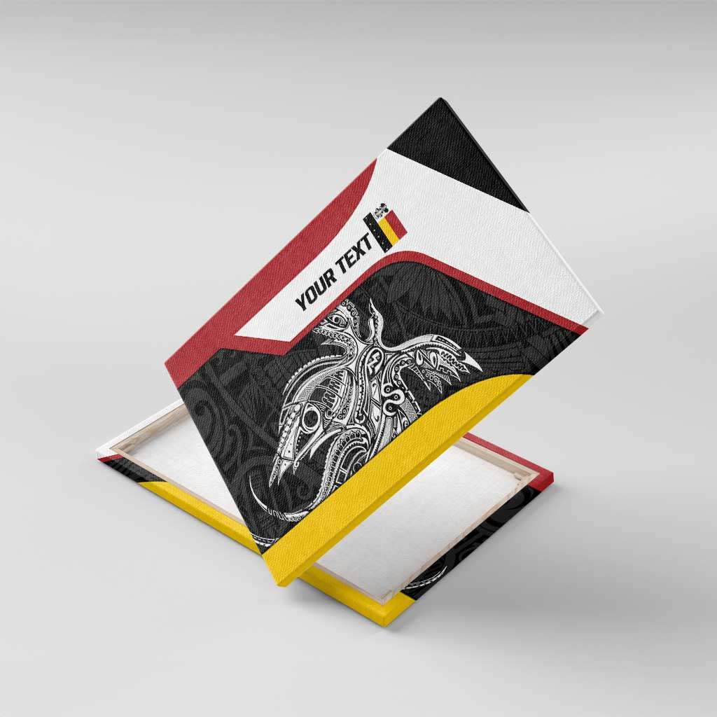 Personalised PNG Madang Province Canvas Wall Art Bird of Paradise Tattoo Flag Motif LT9 With Frame Yellow - Polynesian Pride