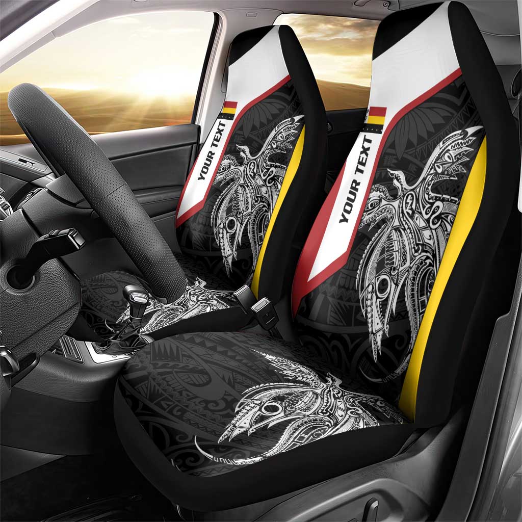 Personalised PNG Madang Province Car Seat Cover Bird of Paradise Tattoo Flag Motif LT9 - Polynesian Pride