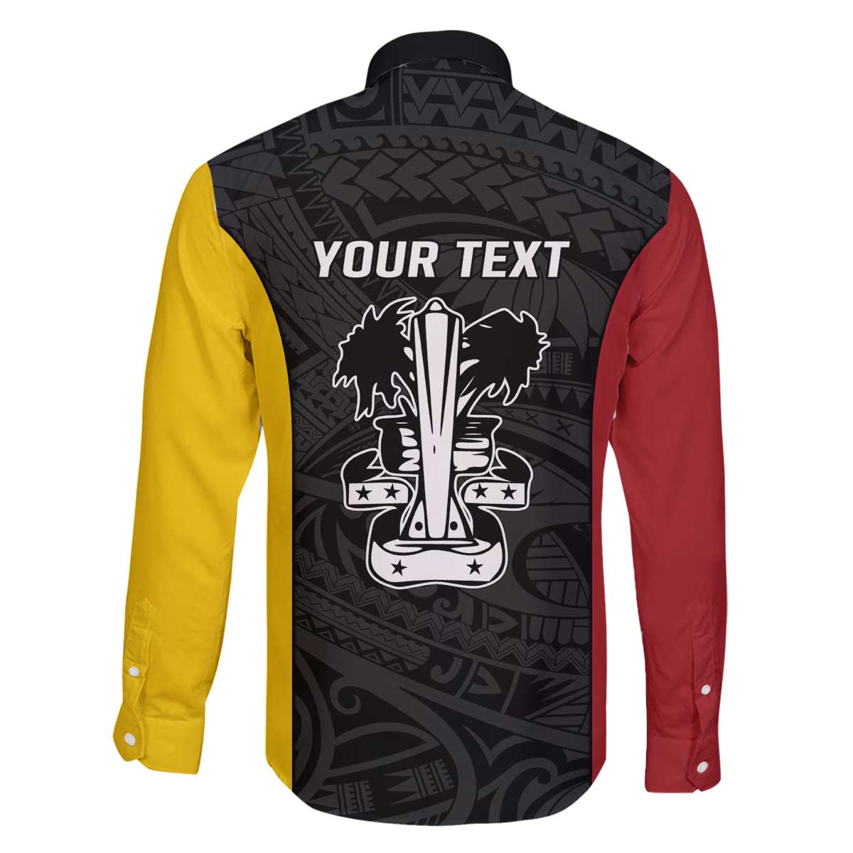 Personalised PNG Madang Province Family Matching Off The Shoulder Long Sleeve Dress and Hawaiian Shirt Bird of Paradise Tattoo Flag Motif - Polynesian Pride