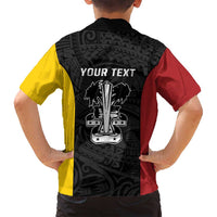 Personalised PNG Madang Province Family Matching Off Shoulder Maxi Dress and Hawaiian Shirt Bird of Paradise Tattoo Flag Motif - Polynesian Pride