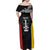 Personalised PNG Madang Province Family Matching Off Shoulder Maxi Dress and Hawaiian Shirt Bird of Paradise Tattoo Flag Motif - Polynesian Pride