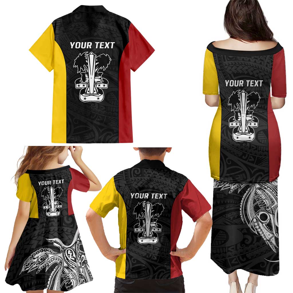 Personalised PNG Madang Province Family Matching Puletasi and Hawaiian Shirt Bird of Paradise Tattoo Flag Motif - Polynesian Pride