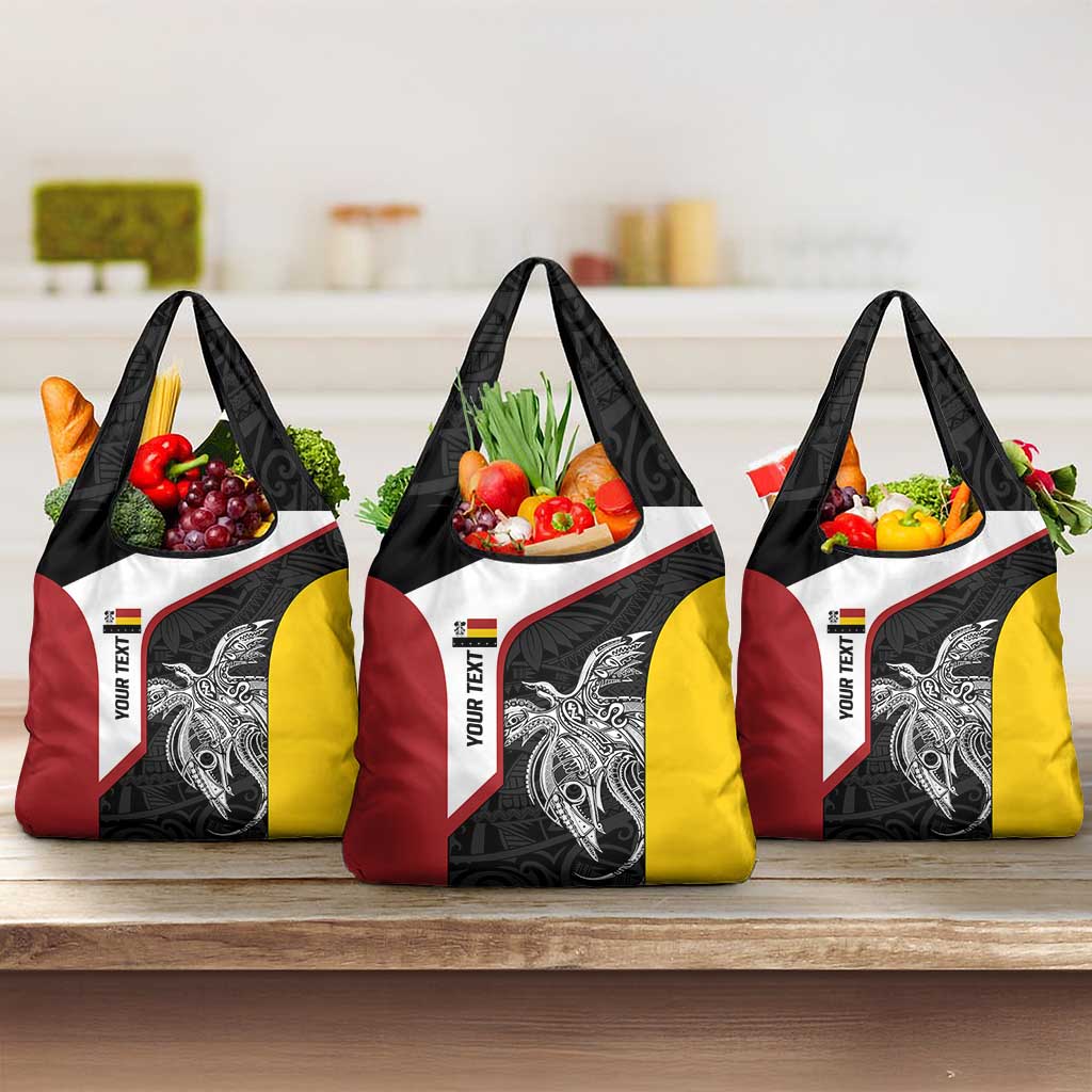 Personalised PNG Madang Province Grocery Bag Bird of Paradise Tattoo Flag Motif - Polynesian Pride