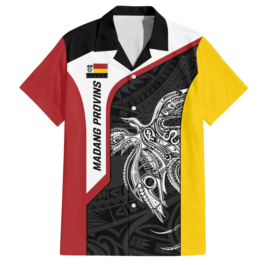 Personalised PNG Madang Province Hawaiian Shirt Bird of Paradise Tattoo Flag Motif - Polynesian Pride