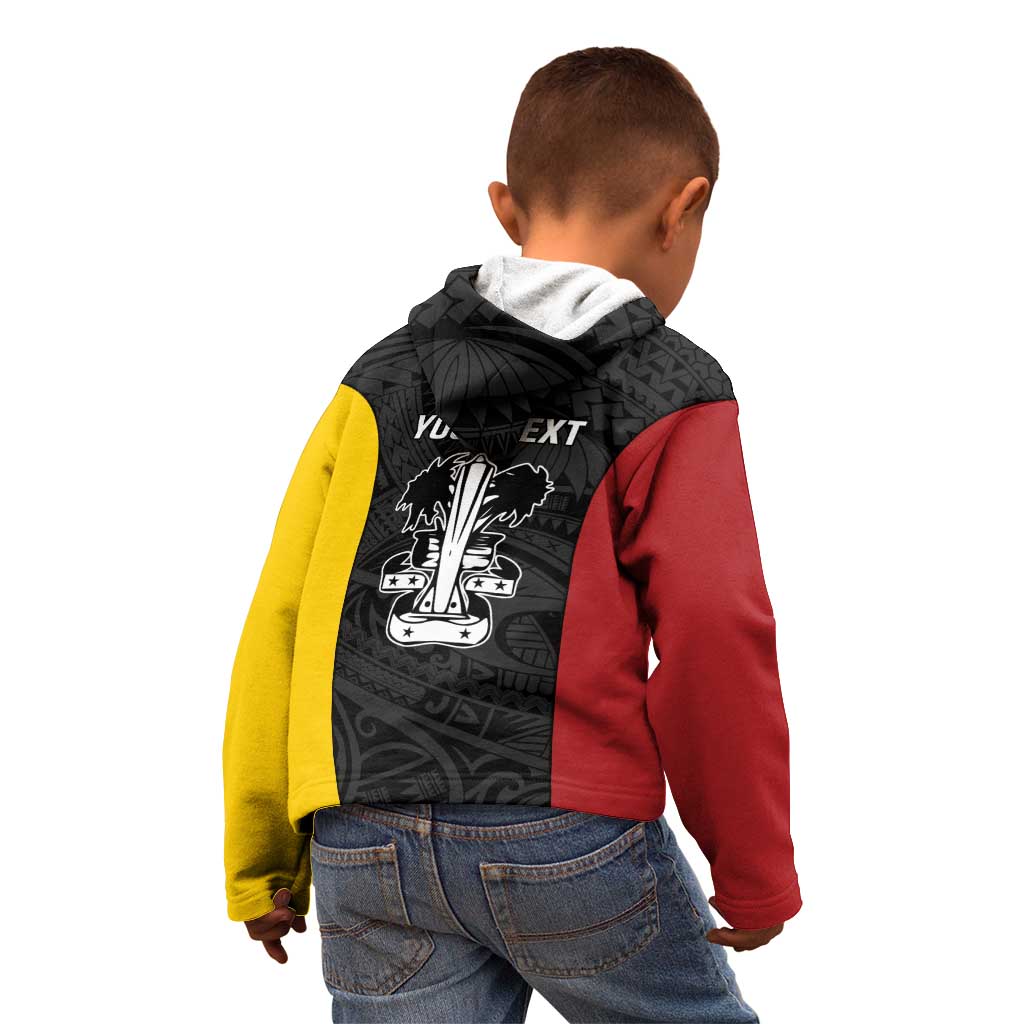 Personalised PNG Madang Province Kid Hoodie Bird of Paradise Tattoo Flag Motif - Polynesian Pride